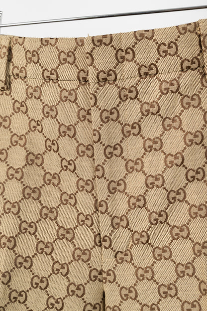 Gucci Beige & Ebony GG Canvas Cropped Pant