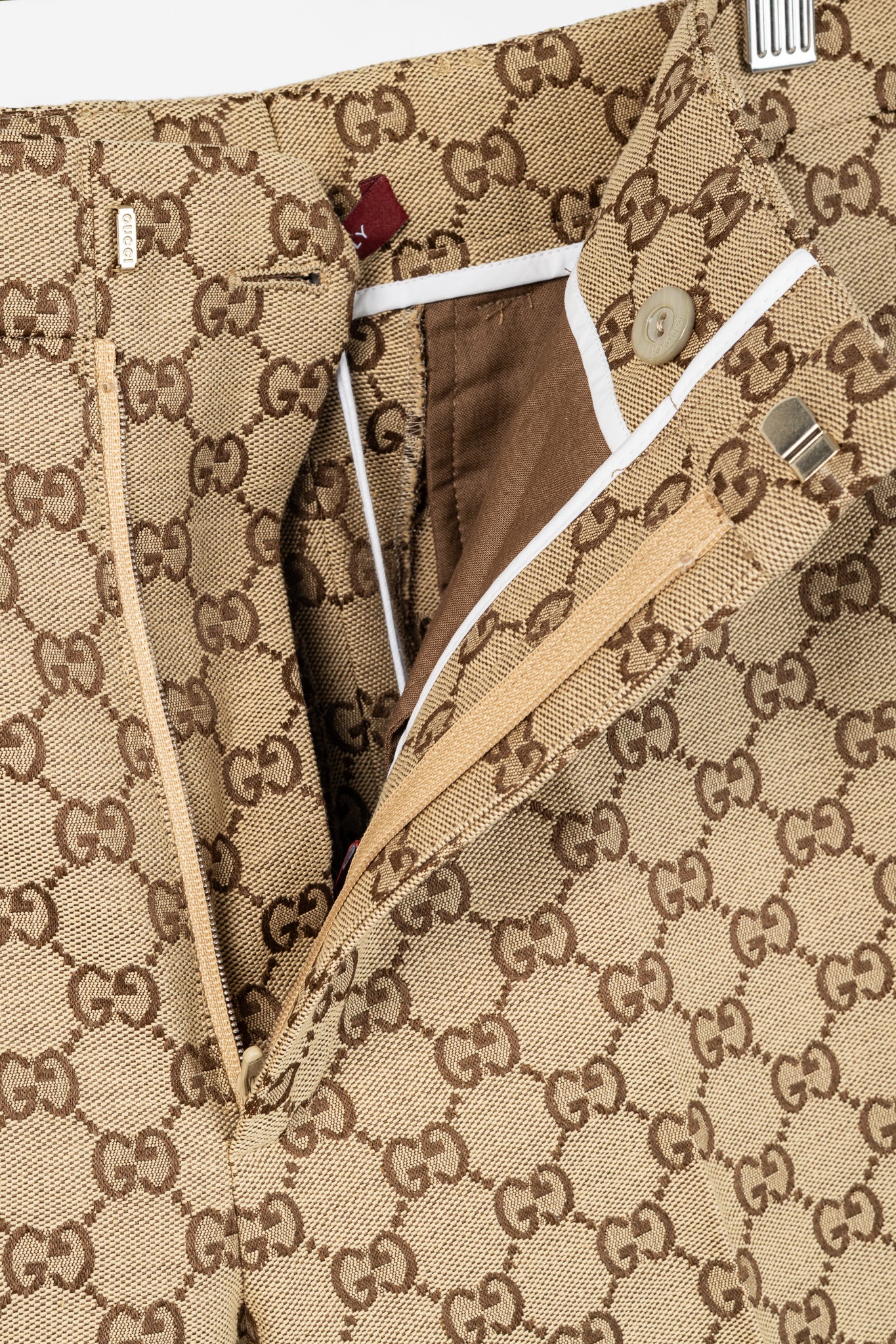 Gucci Beige & Ebony GG Canvas Cropped Pant