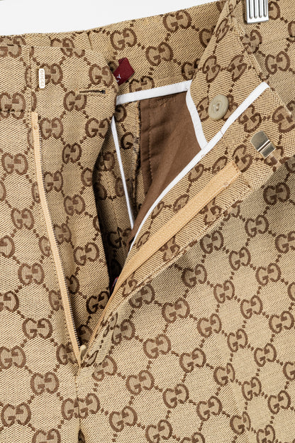 Gucci Beige & Ebony GG Canvas Cropped Pant