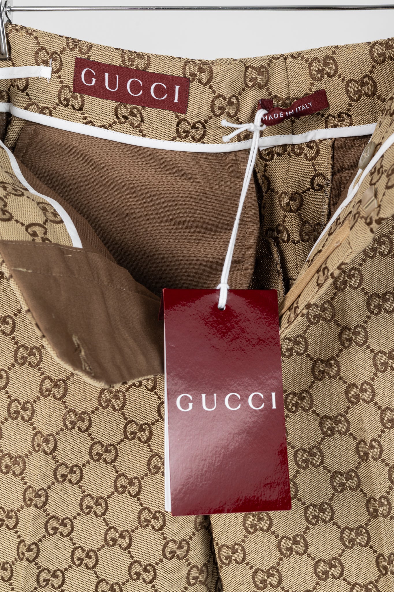 Gucci Beige & Ebony GG Canvas Cropped Pant