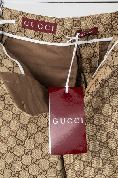 Gucci Beige & Ebony GG Canvas Cropped Pant