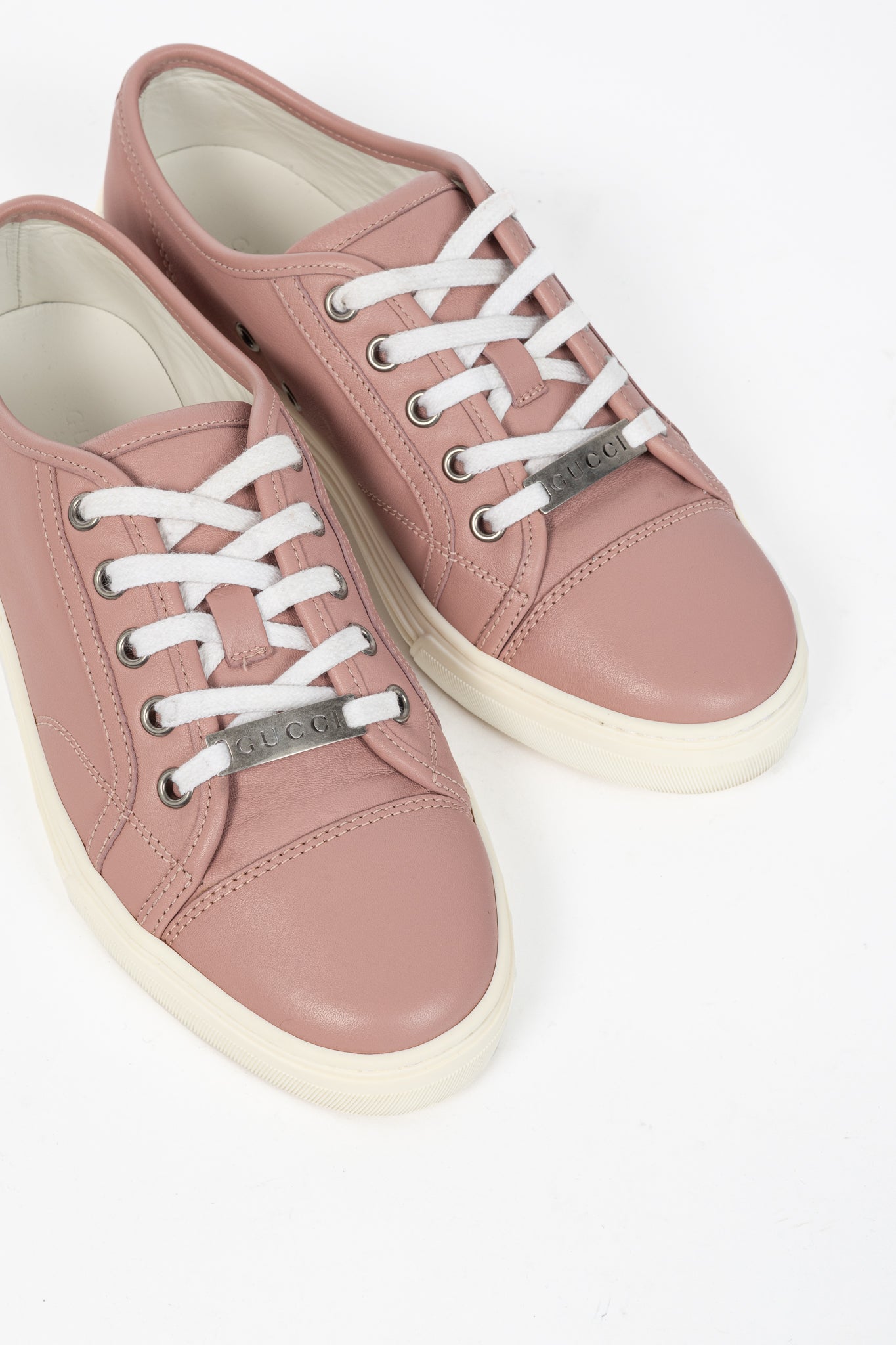 Gucci Pink Miro Soft Leather Low-Top Sneakers