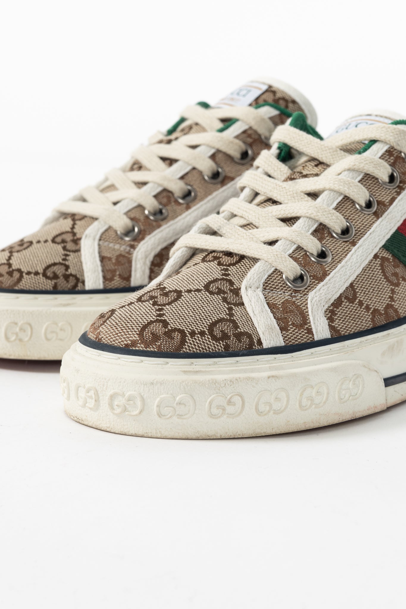 Gucci Gucci Tennis 1977 Beige & Ebony Original GG Canvas Sneakers