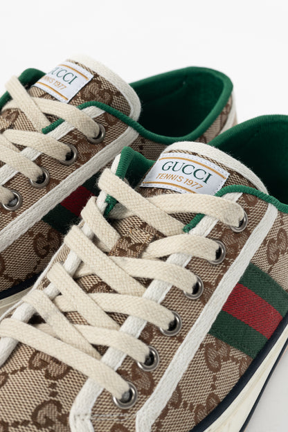 Gucci Gucci Tennis 1977 Beige & Ebony Original GG Canvas Sneakers