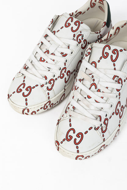 Gucci Ace White GG Ghost Lace-Up Sneakers