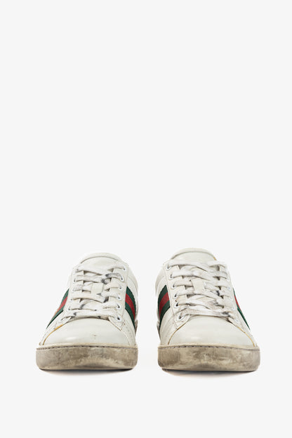 Gucci Ace Bee White Leather Lace-Up Sneakers