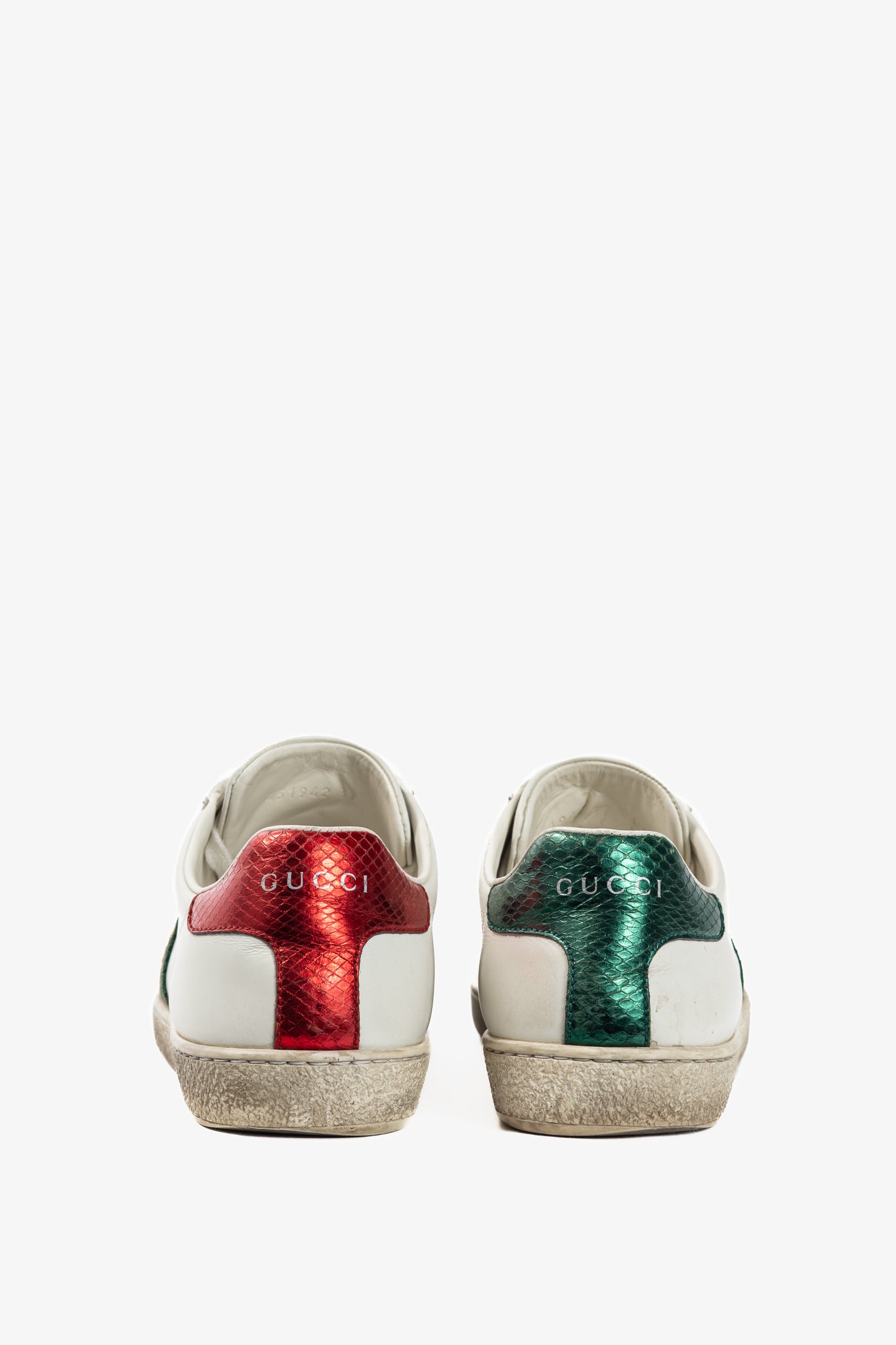 Gucci Ace Bee White Leather Lace-Up Sneakers