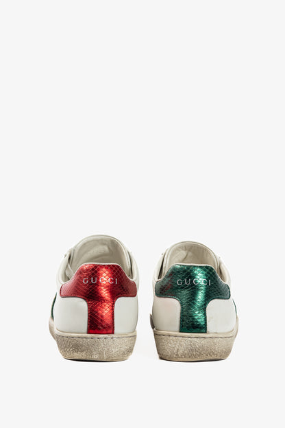 Gucci Ace Bee White Leather Lace-Up Sneakers