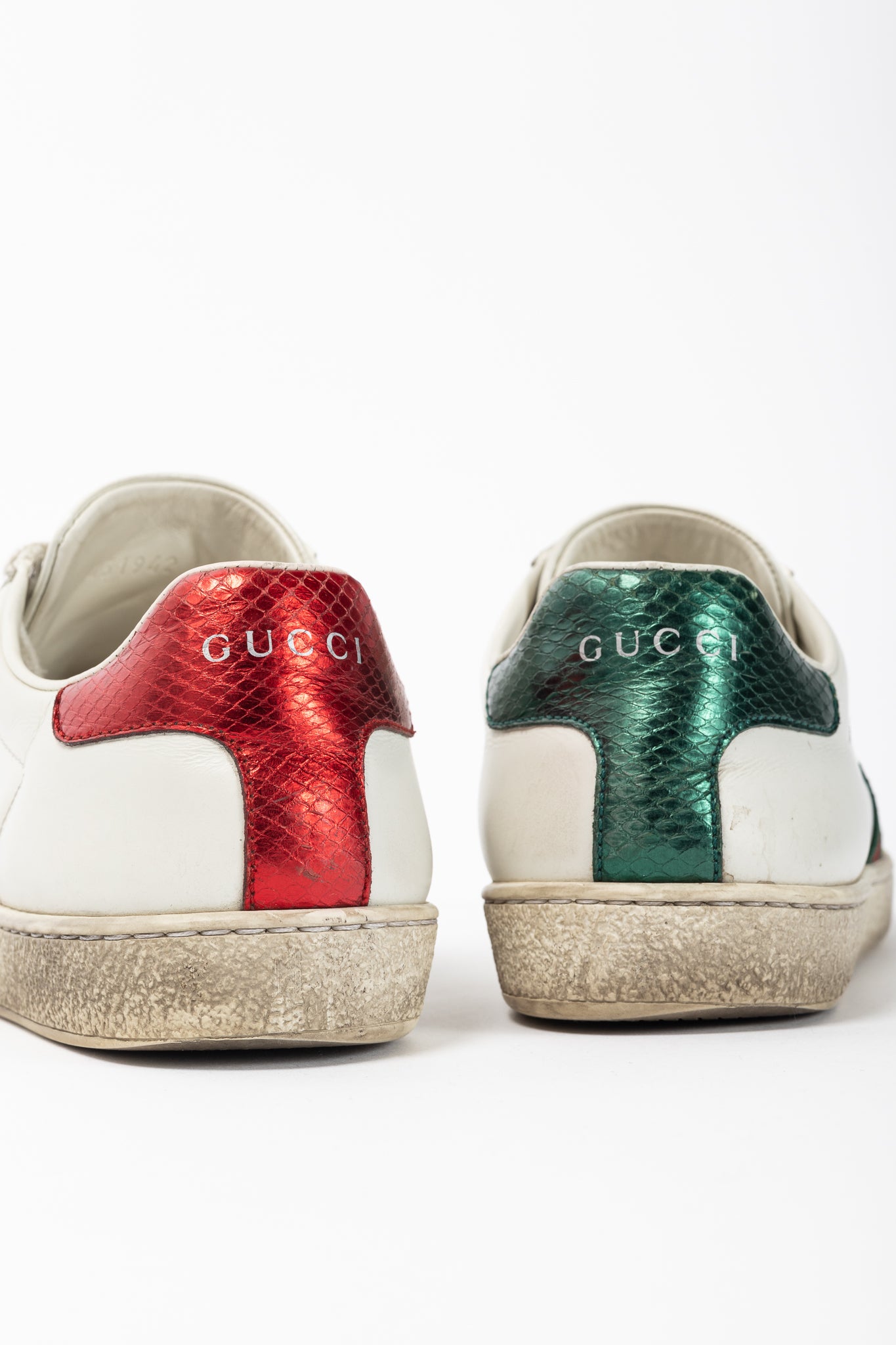 Gucci Ace Bee White Leather Lace-Up Sneakers