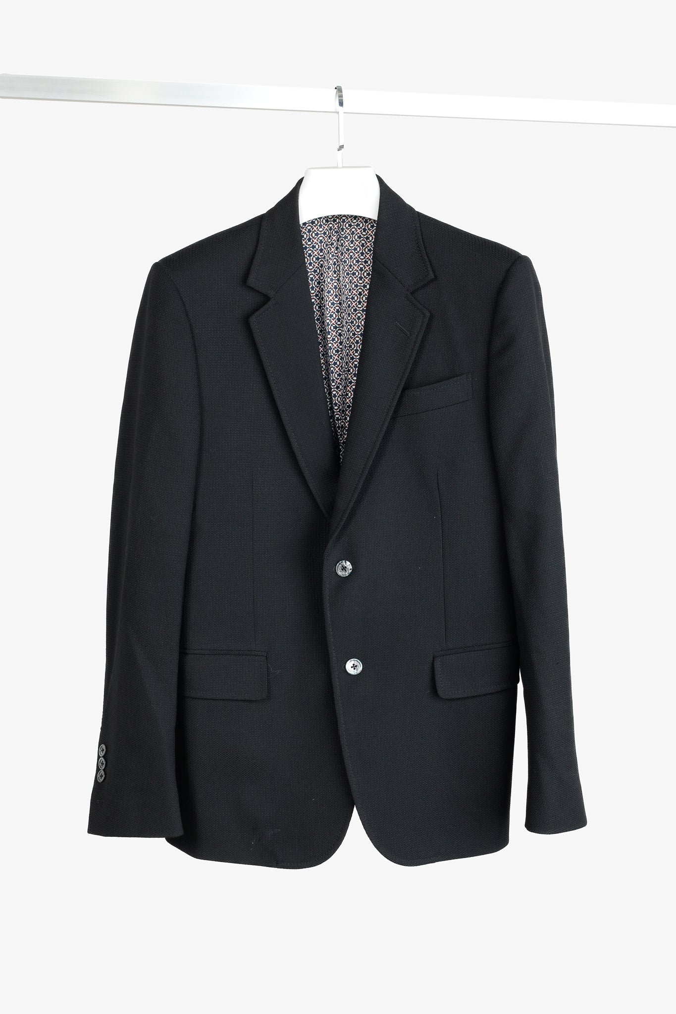 Gucci Black Wool-Blend Pique Tailored Blazer