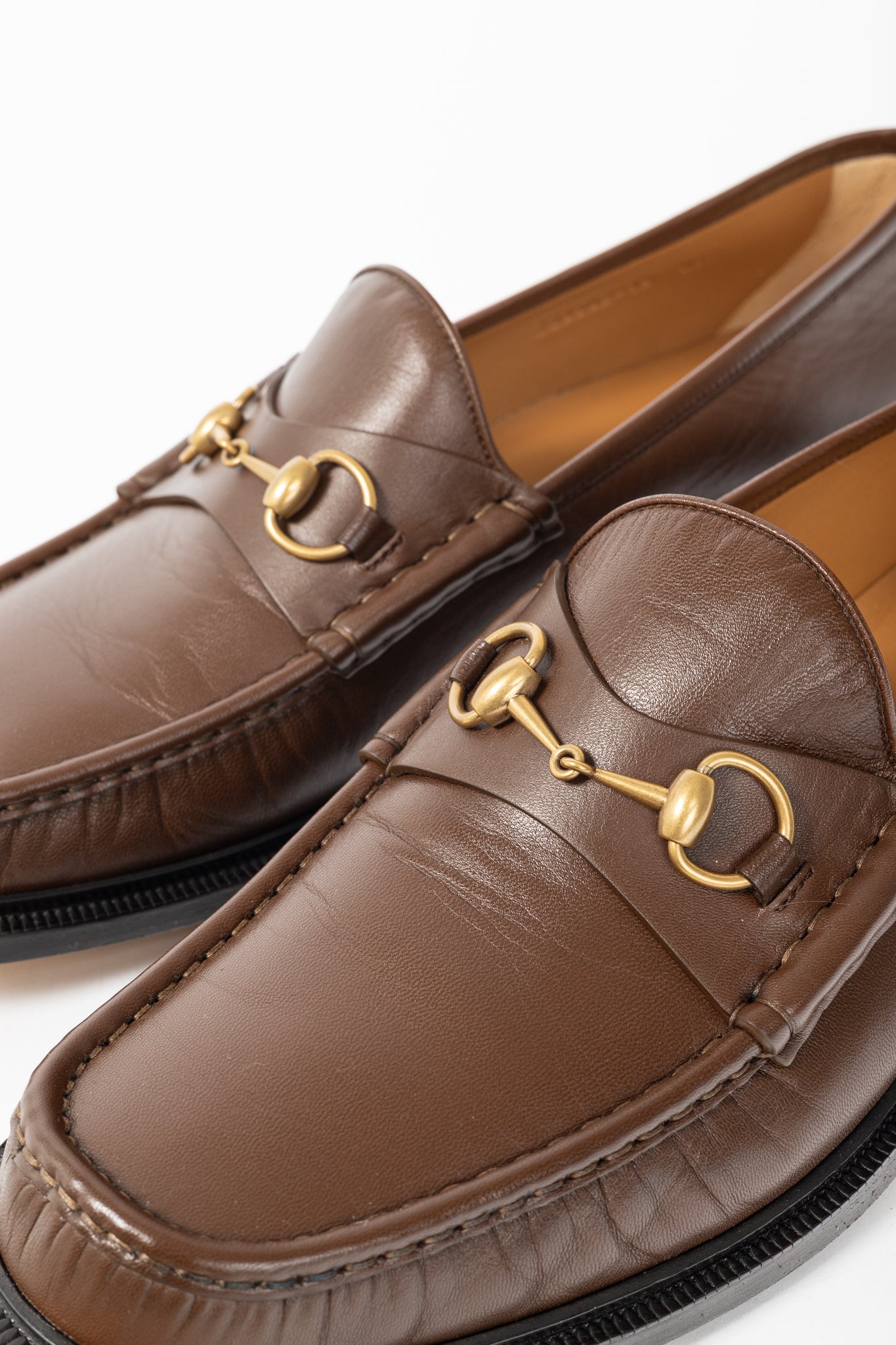 Gucci Wislet Brown Sugar Mandala Goat Horsebit Loafers