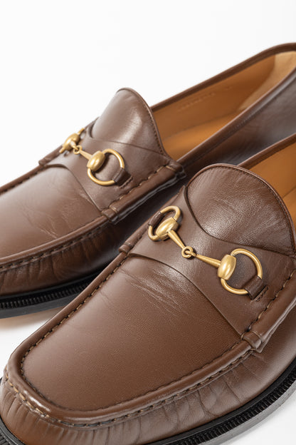 Gucci Wislet Brown Sugar Mandala Goat Horsebit Loafers