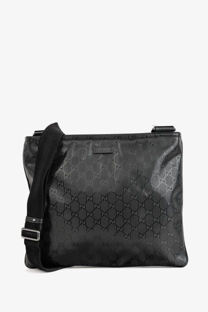 Gucci Black GG Imprime Coated Canvas Messenger Bag