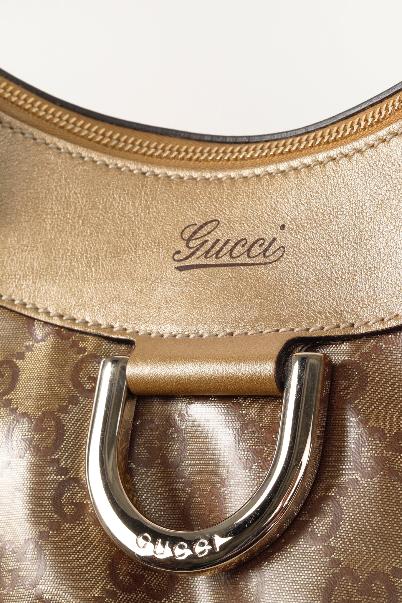 Gucci 2000s Style Metallic GG Crystal Abbey D Ring Bag