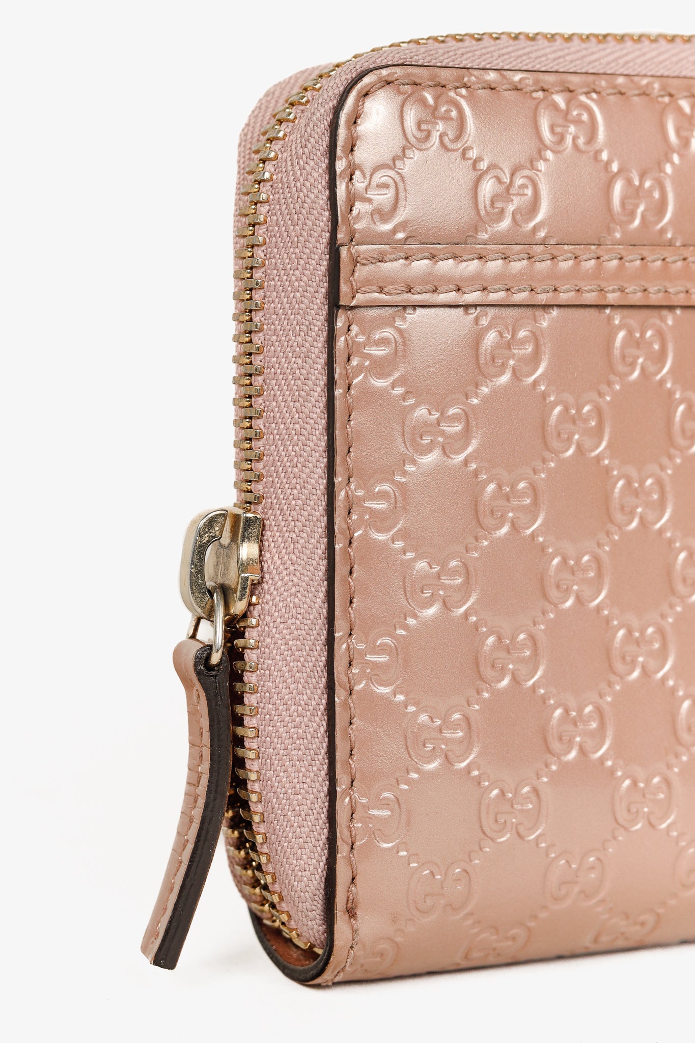 Gucci Dusty Rose Microguccissima Zip-Around Wallet
