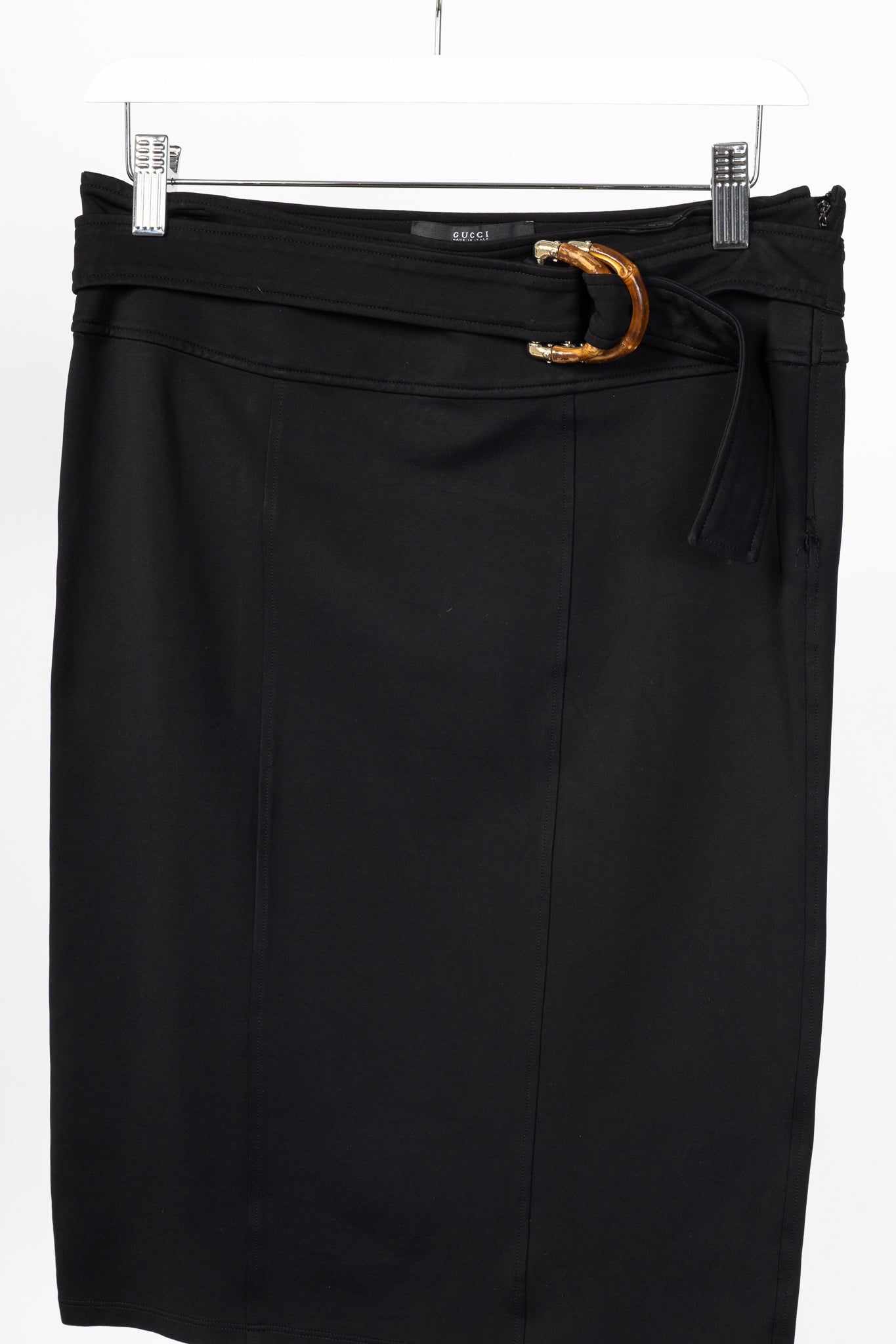 Gucci Black Jersey Bamboo-Belt Pencil Skirt