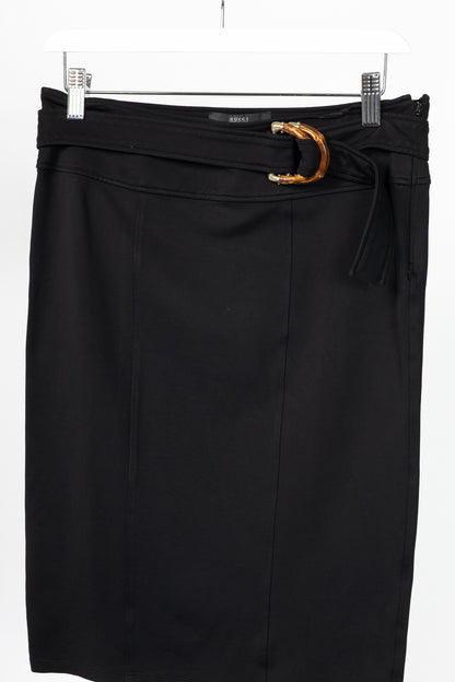 Gucci Black Jersey Bamboo-Belt Pencil Skirt