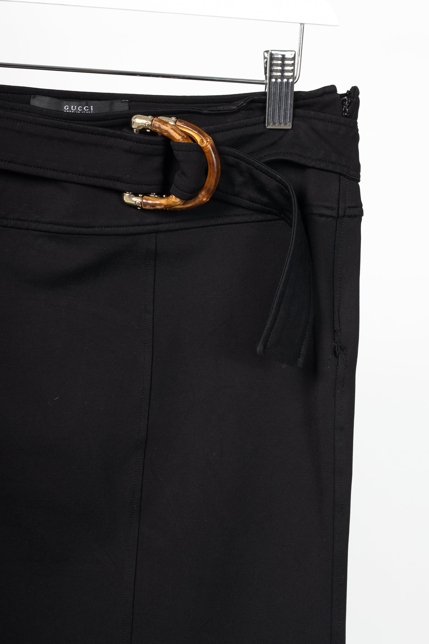 Gucci Black Jersey Bamboo-Belt Pencil Skirt