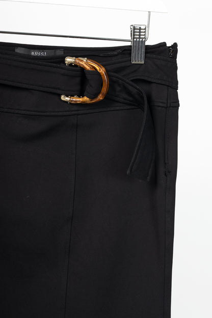 Gucci Black Jersey Bamboo-Belt Pencil Skirt
