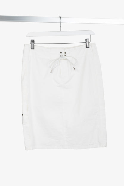 Gucci White Cotton Lace-Up Pencil Skirt