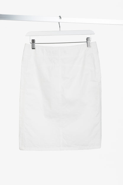 Gucci White Cotton Lace-Up Pencil Skirt