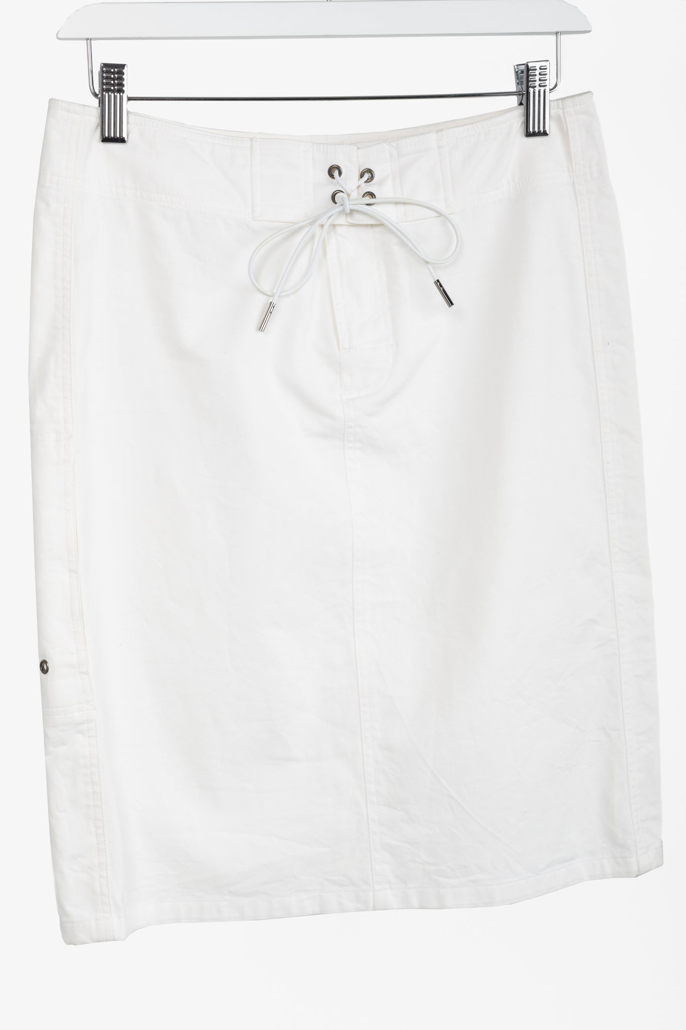 Gucci White Cotton Lace-Up Pencil Skirt