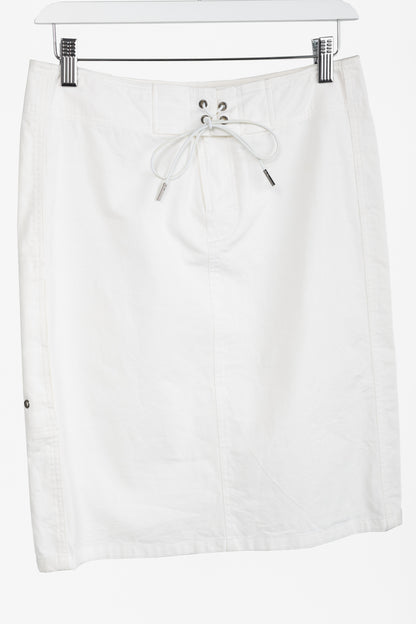 Gucci White Cotton Lace-Up Pencil Skirt