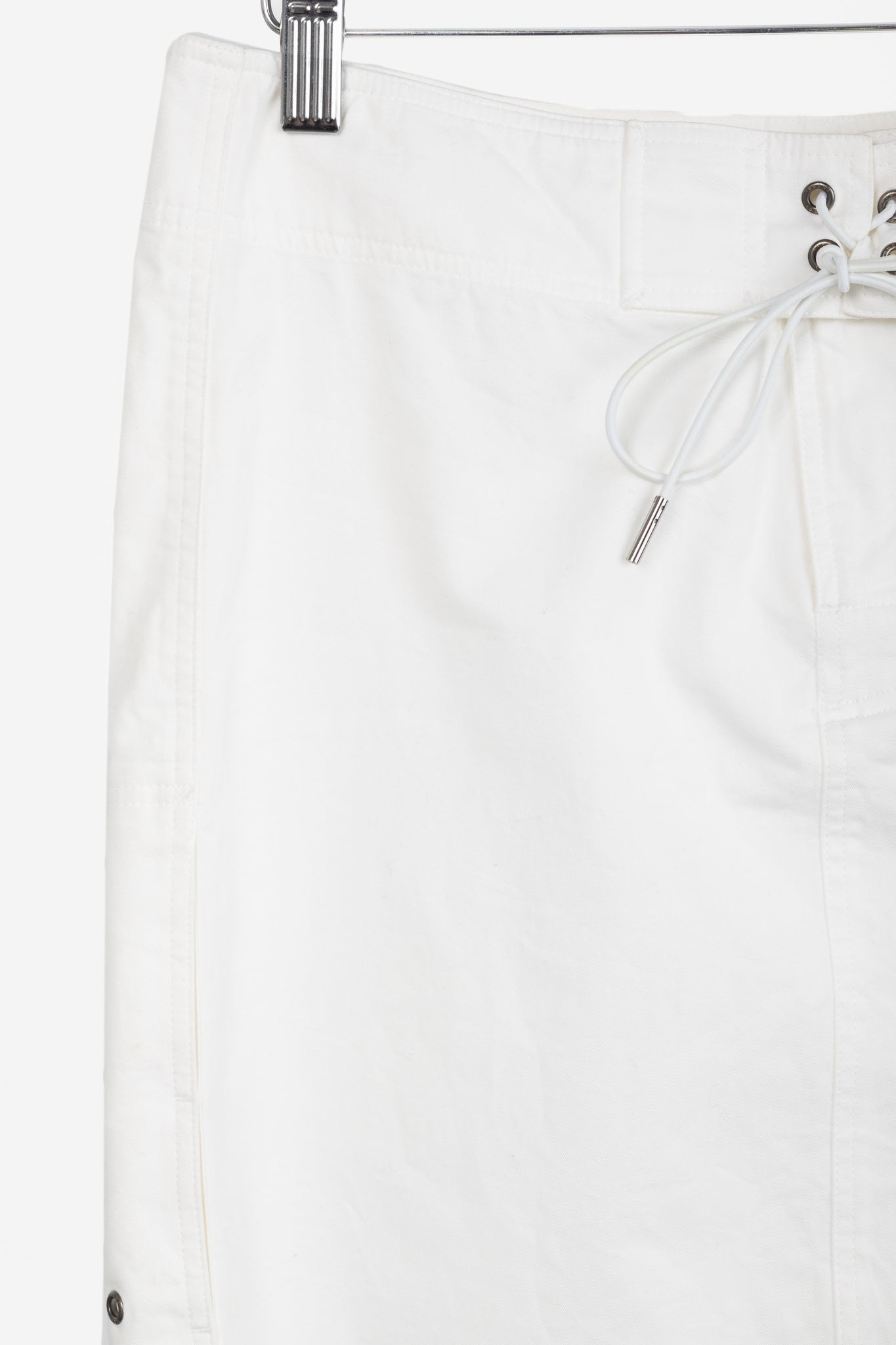 Gucci White Cotton Lace-Up Pencil Skirt