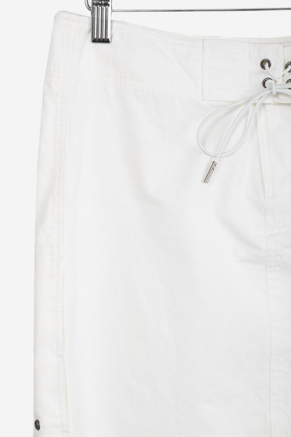 Gucci White Cotton Lace-Up Pencil Skirt