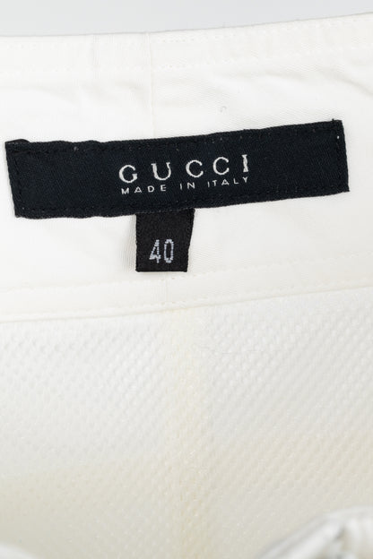 Gucci White Cotton Lace-Up Pencil Skirt