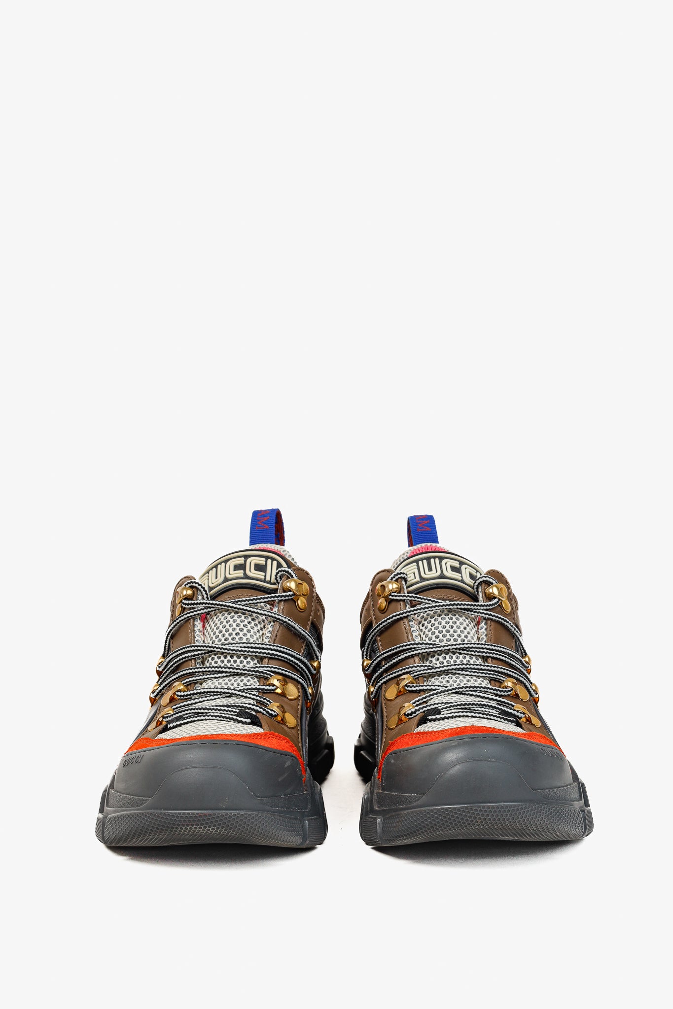 Gucci Women's Flashtrek Grey Orange Hiking Sneakers