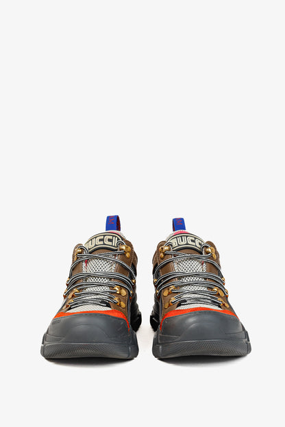 Gucci Women's Flashtrek Grey Orange Hiking Sneakers