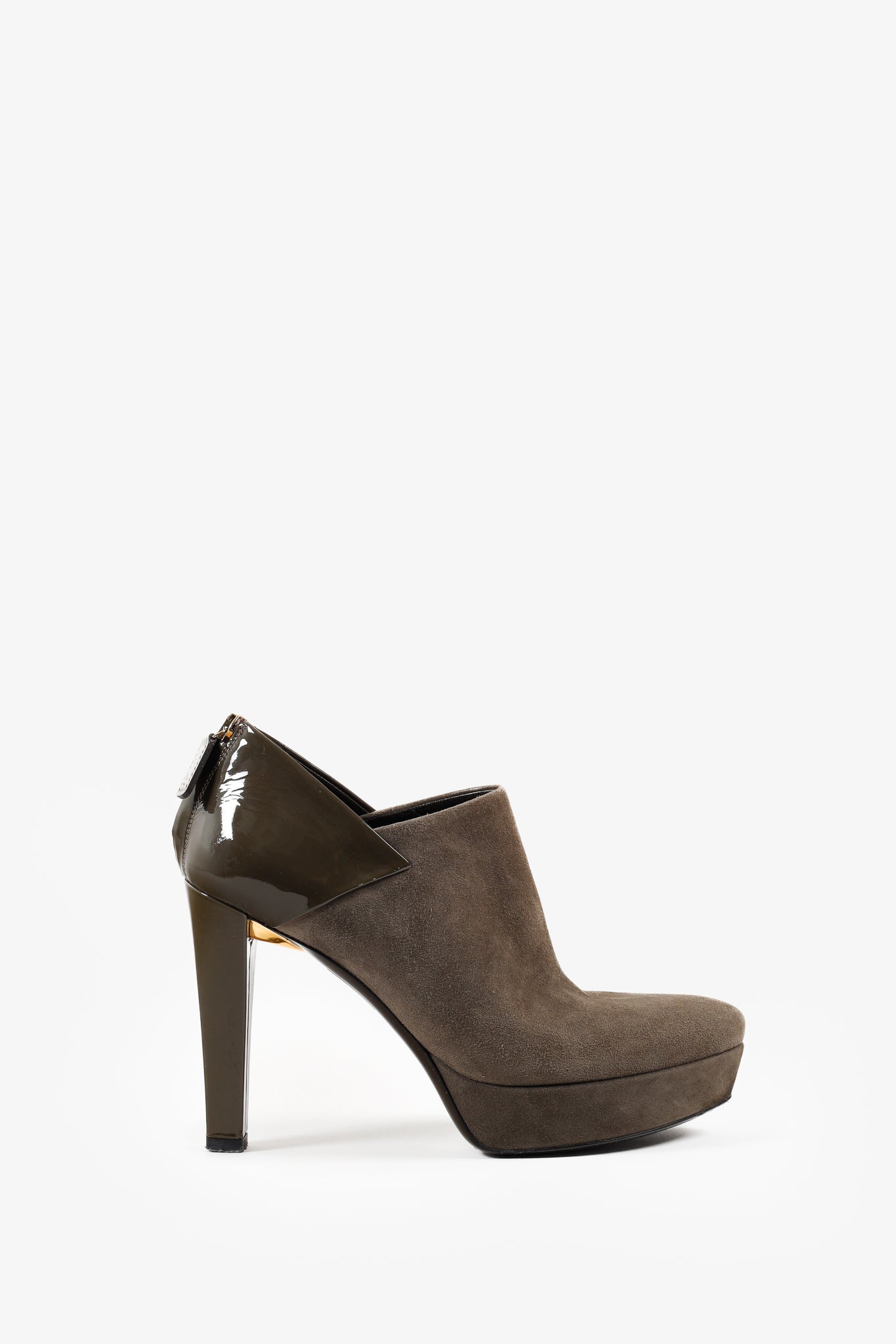 Gucci Green Patent Leather and Suede Booties