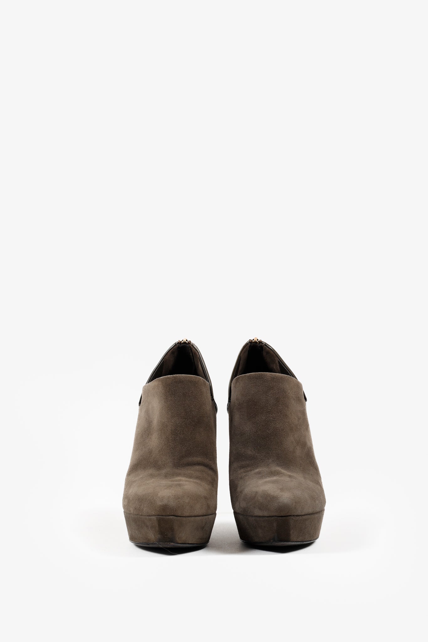 Gucci Green Patent Leather and Suede Booties