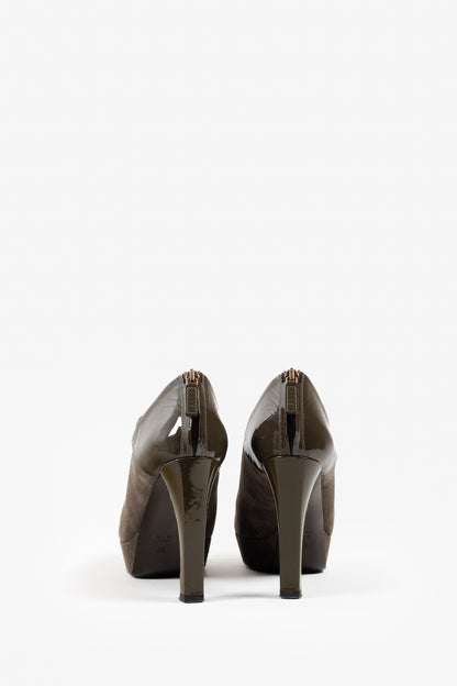 Gucci Green Patent Leather and Suede Booties