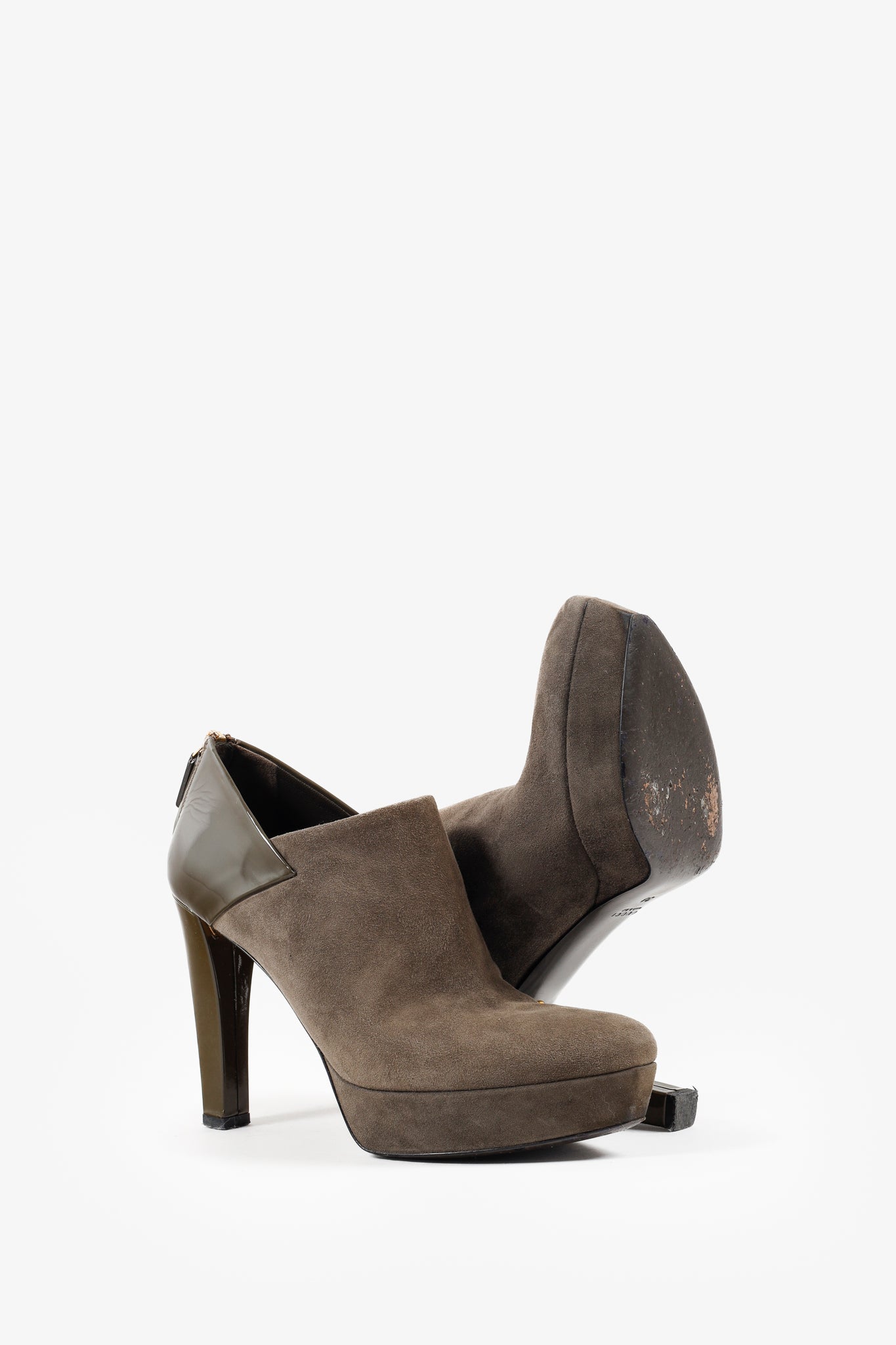 Gucci Green Patent Leather and Suede Booties