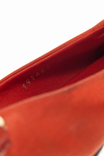 Gucci Orange Satin Crystal-Horsebit Ballet Flats