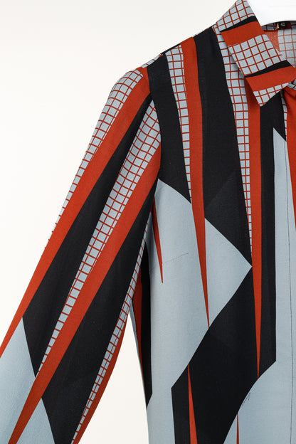 Gucci PF/15 Dusty Avio Triangle-Print Silk Shirt