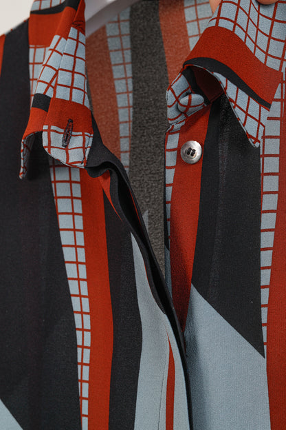 Gucci PF/15 Dusty Avio Triangle-Print Silk Shirt
