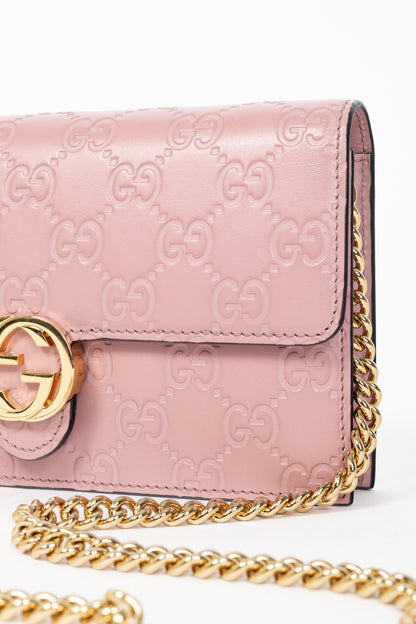 Gucci Icon Camellia Guccissima Gucci Signature Chain Wallet
