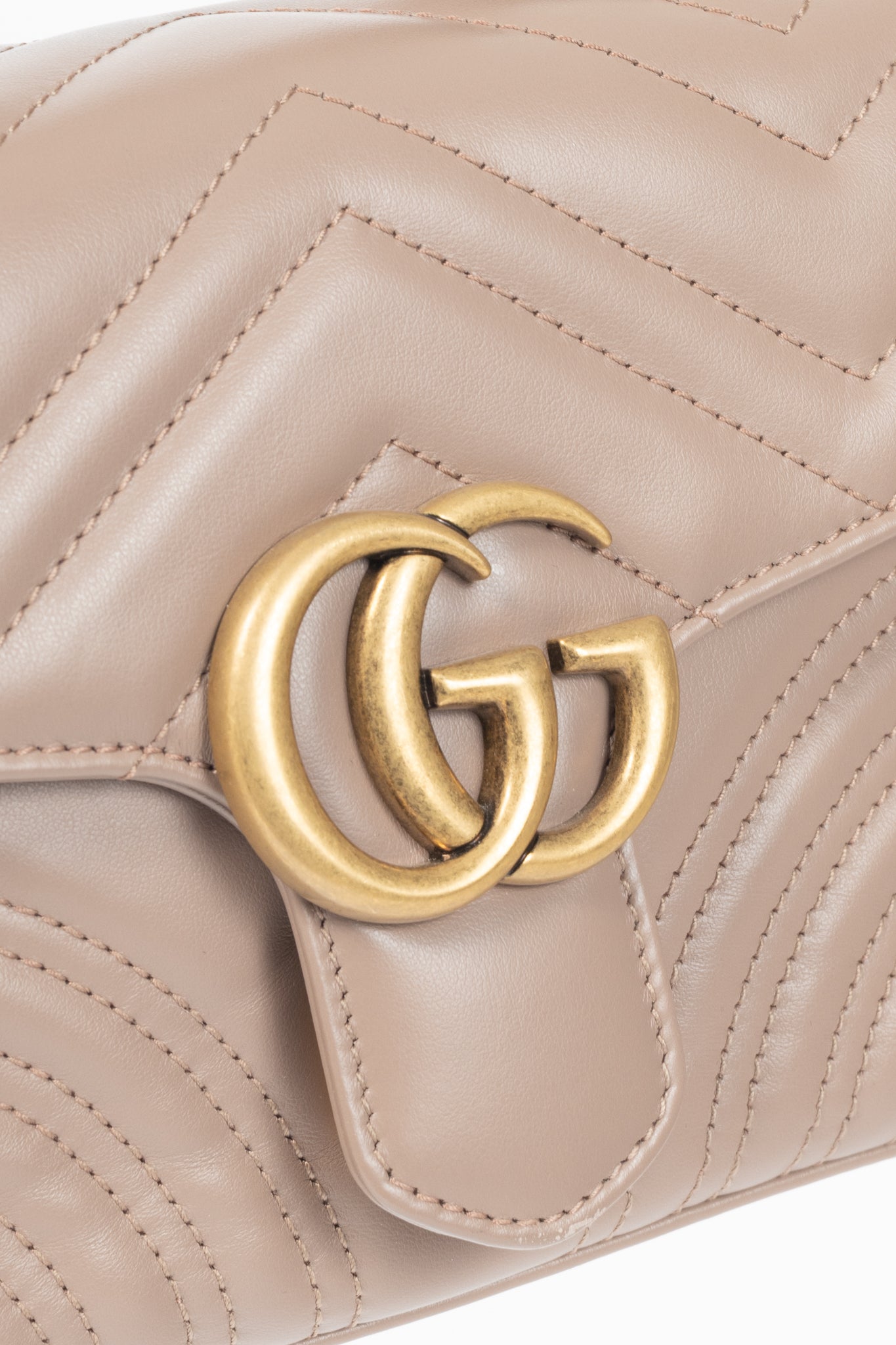Gucci GG Marmont Dusty Pink Chevron Leather Mini Top Handle Bag