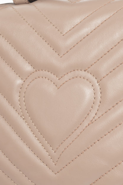 Gucci GG Marmont Dusty Pink Chevron Leather Mini Top Handle Bag