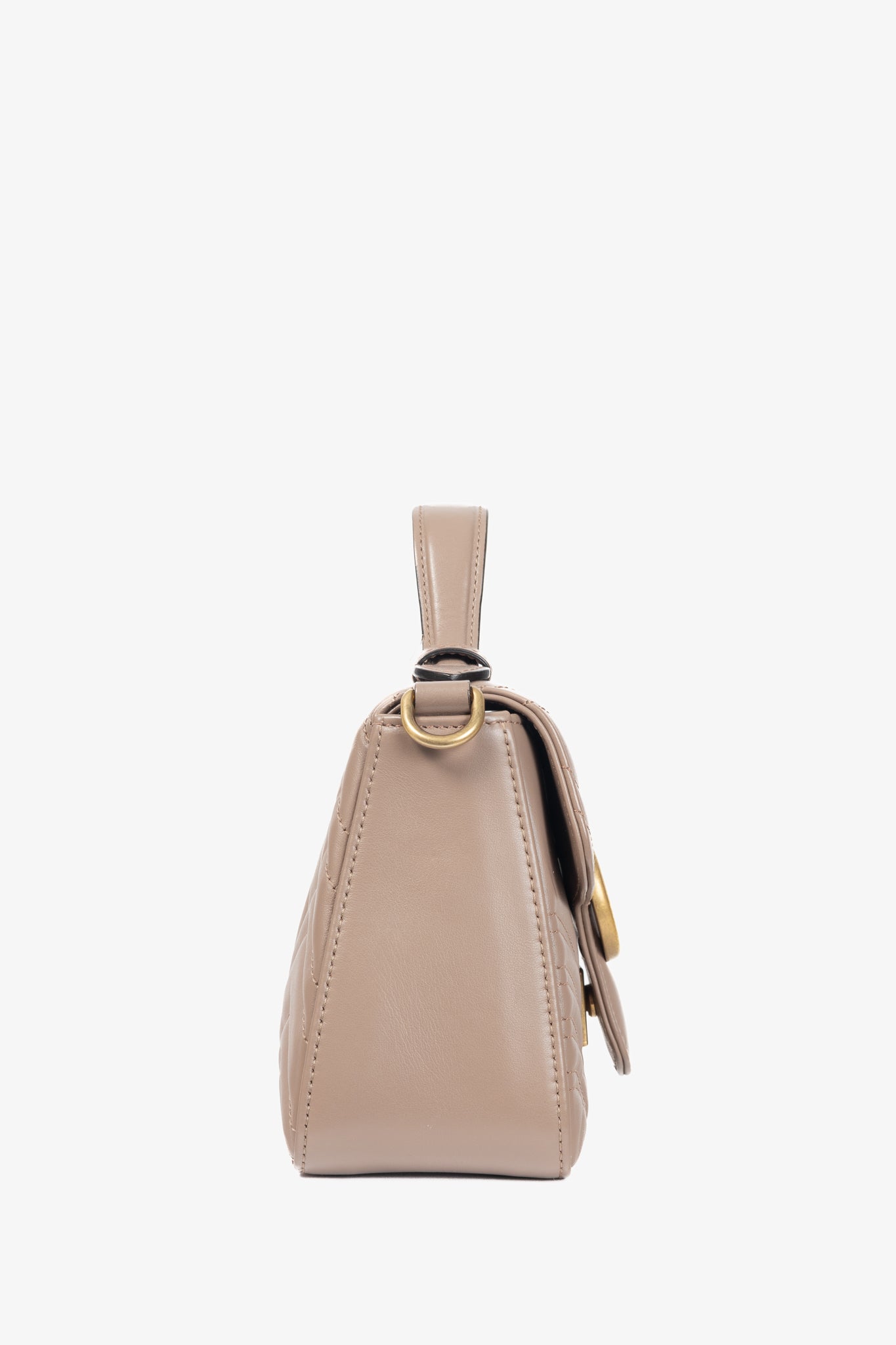 Gucci GG Marmont Dusty Pink Chevron Leather Mini Top Handle Bag