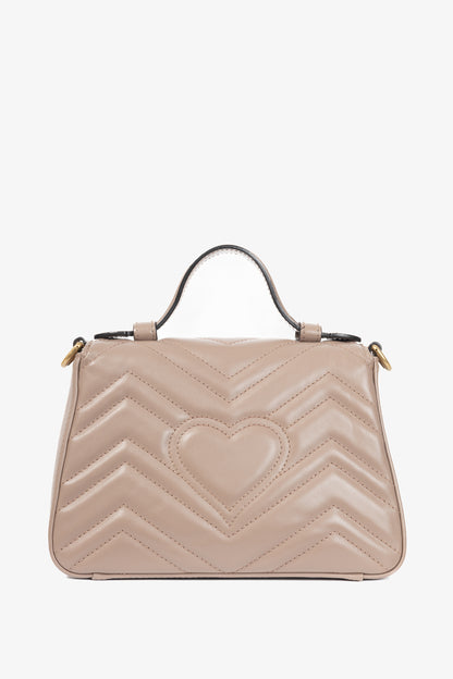 Gucci GG Marmont Dusty Pink Chevron Leather Mini Top Handle Bag