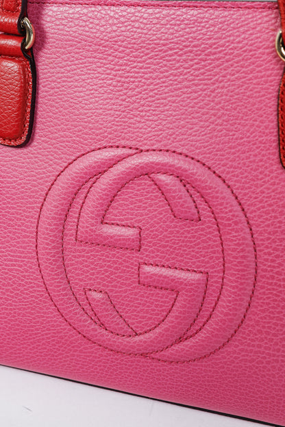 Gucci Medium Soho New Rosette & Hibiscus GG Leather Top Handle Tote