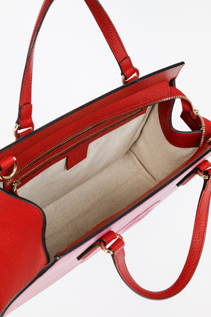 Gucci Medium Soho New Rosette & Hibiscus GG Leather Top Handle Tote
