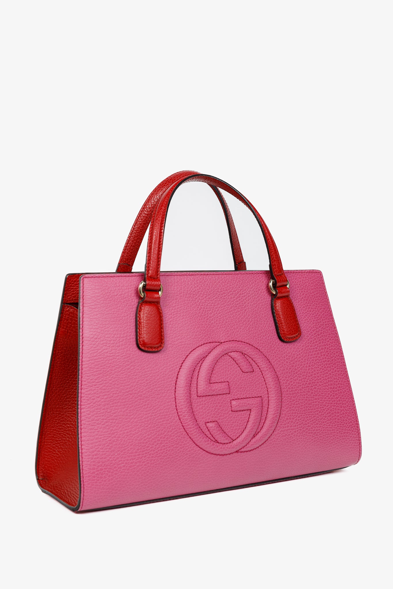 Gucci Medium Soho New Rosette & Hibiscus GG Leather Top Handle Tote