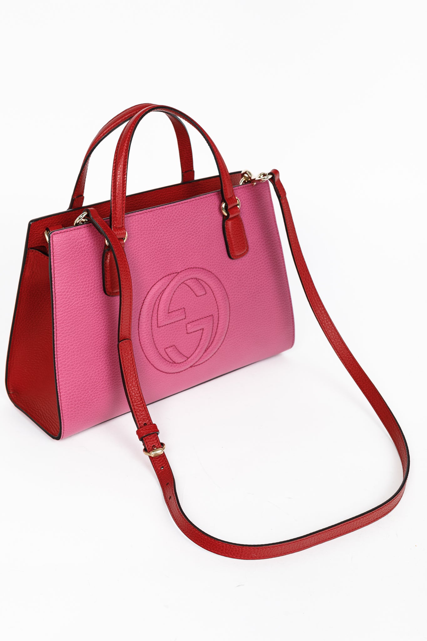 Gucci Medium Soho New Rosette & Hibiscus GG Leather Top Handle Tote