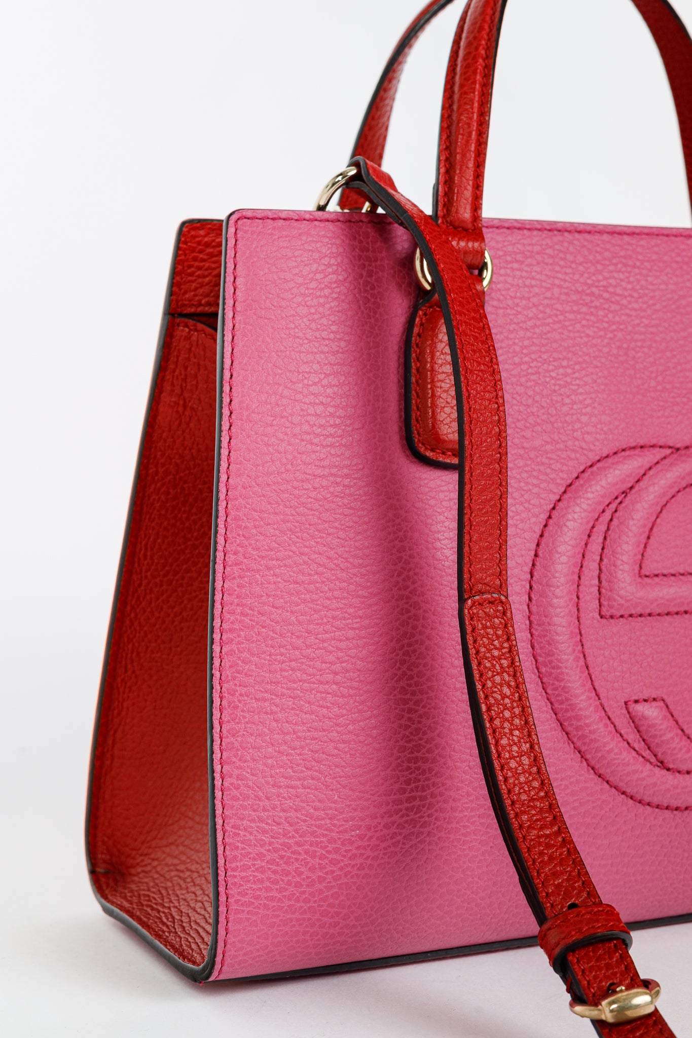 Gucci Medium Soho New Rosette & Hibiscus GG Leather Top Handle Tote
