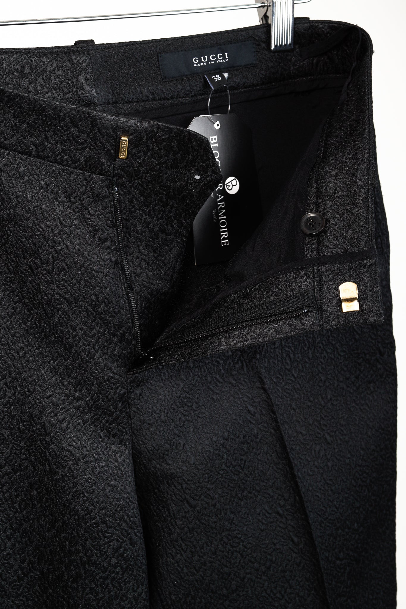 Gucci PF/13 Black Textured-Jacquard Tapered Trousers